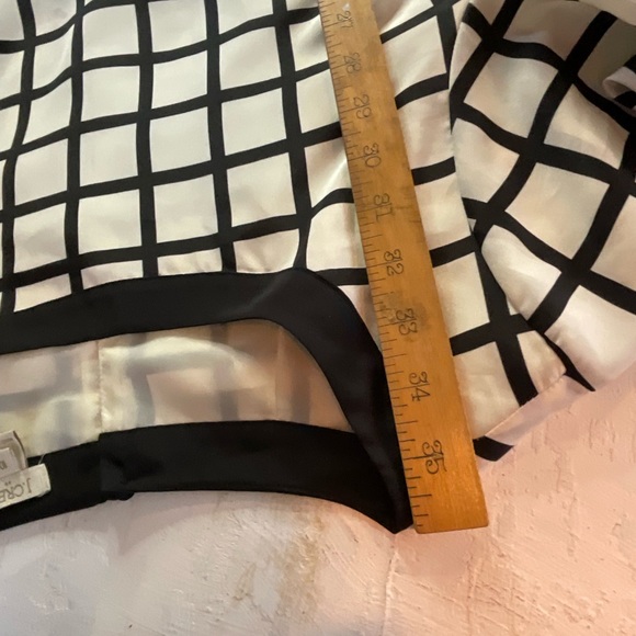 J Crew Dress Mod Black White Cream Longsleeve Geometric Grid Print Midi Size 10 - Picture 8 of 8